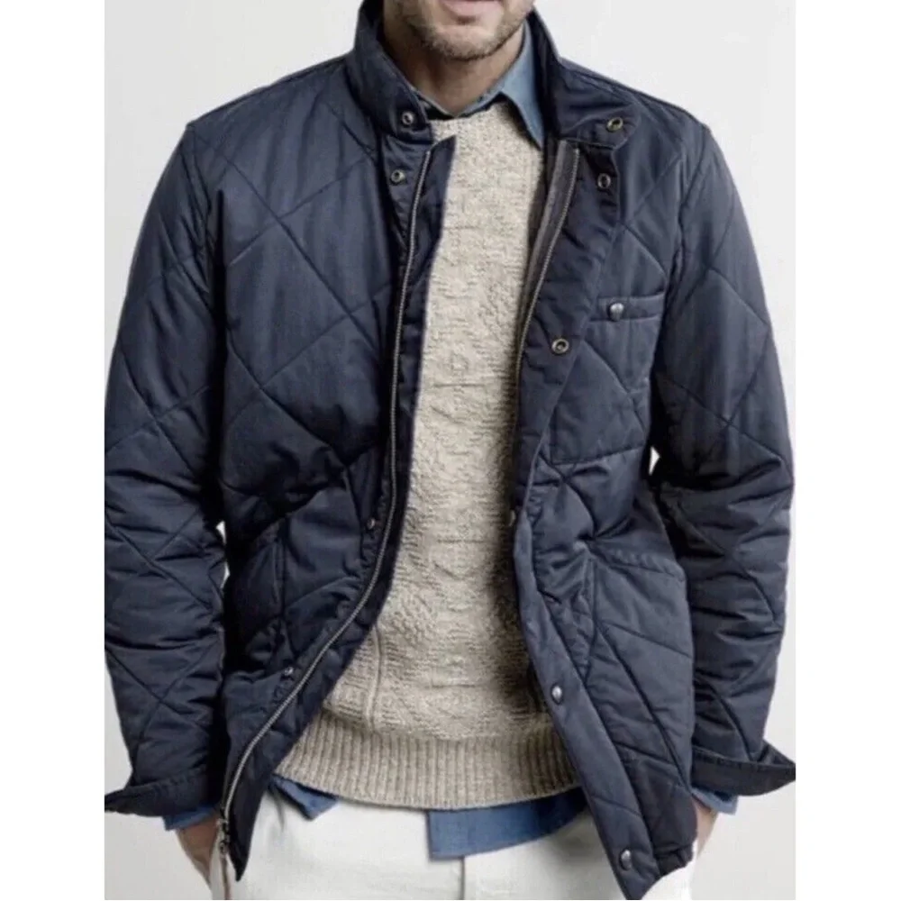 J.Crew Navy Quilted Jacket XS Men’s Lightweight Field Jacket Snap Front